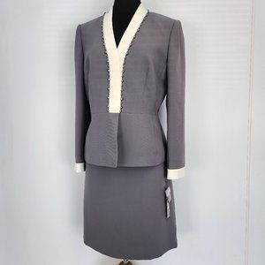 TAHARI 2PC SKIRT SUIT grey skirt and blazer - women [size 12] [NewWithTags]
